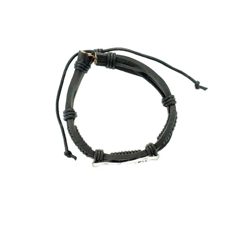 Black Leather Infinite Hope AA Bracelet - The Token Shop