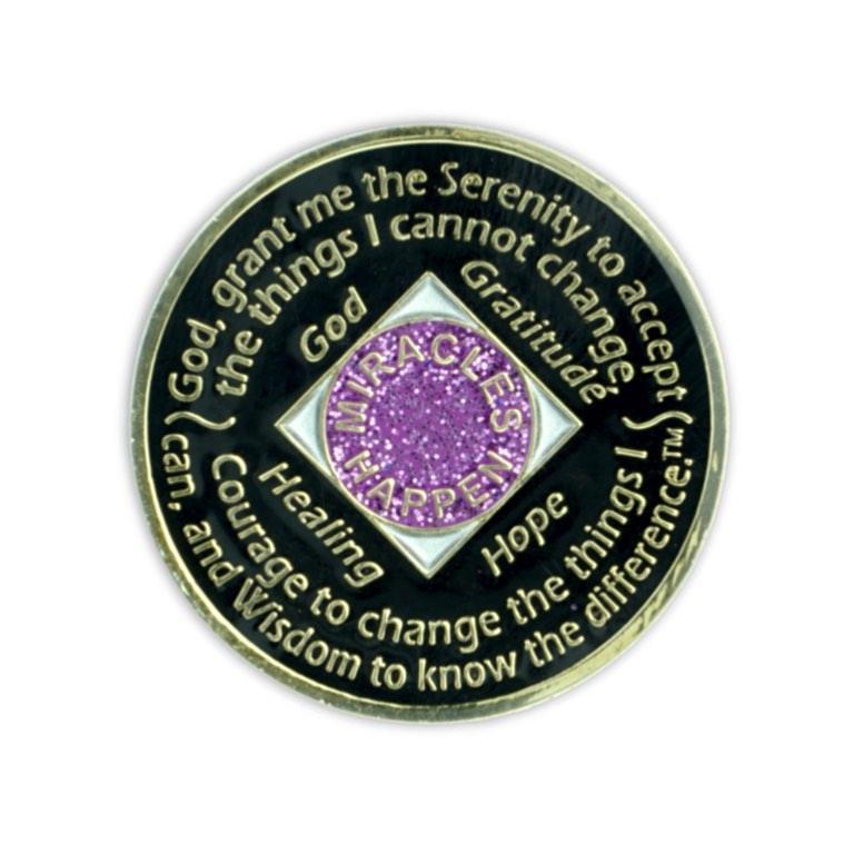 Lavender Glitter Triplate NA Medallions - The Token Shop