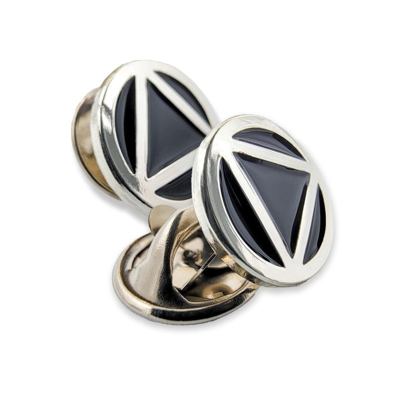 Silver Circle Triangle Motif Pin - The Token Shop
