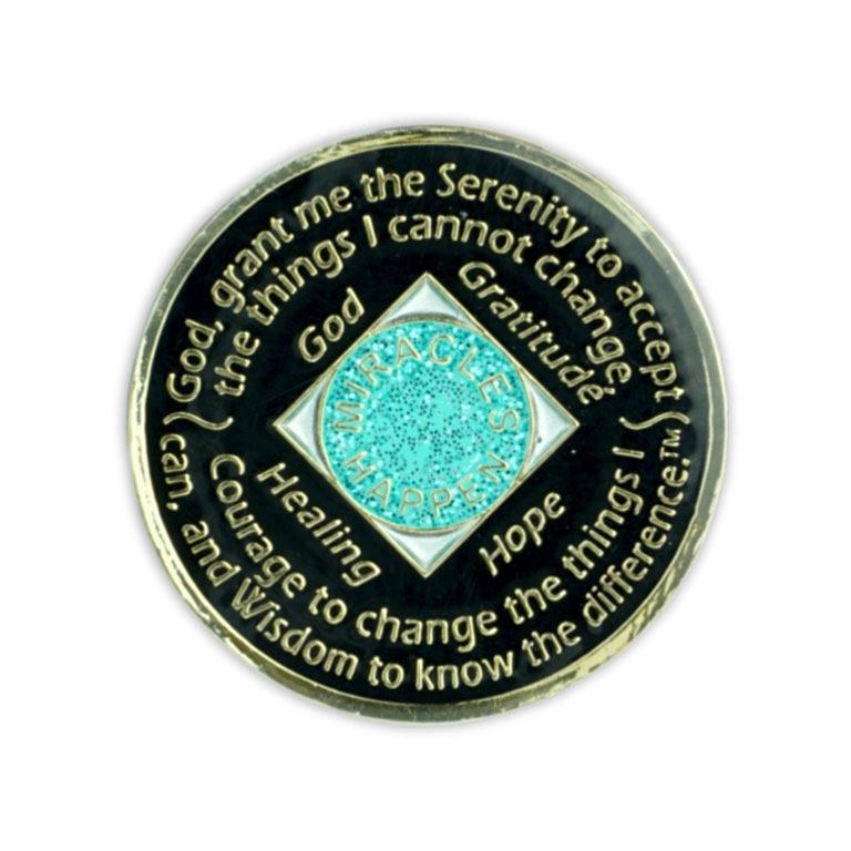 Turquoise Glitter Triplate NA Medallions - The Token Shop