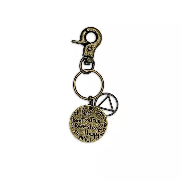 Bronze AA Affirmation Clip On Keychain - The Token Shop