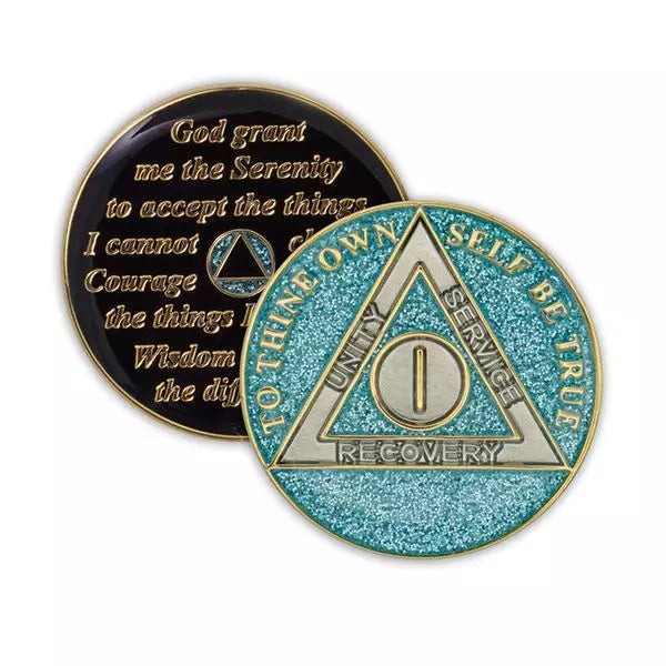 Blue Glitter Triplate AA Chips - The Token Shop