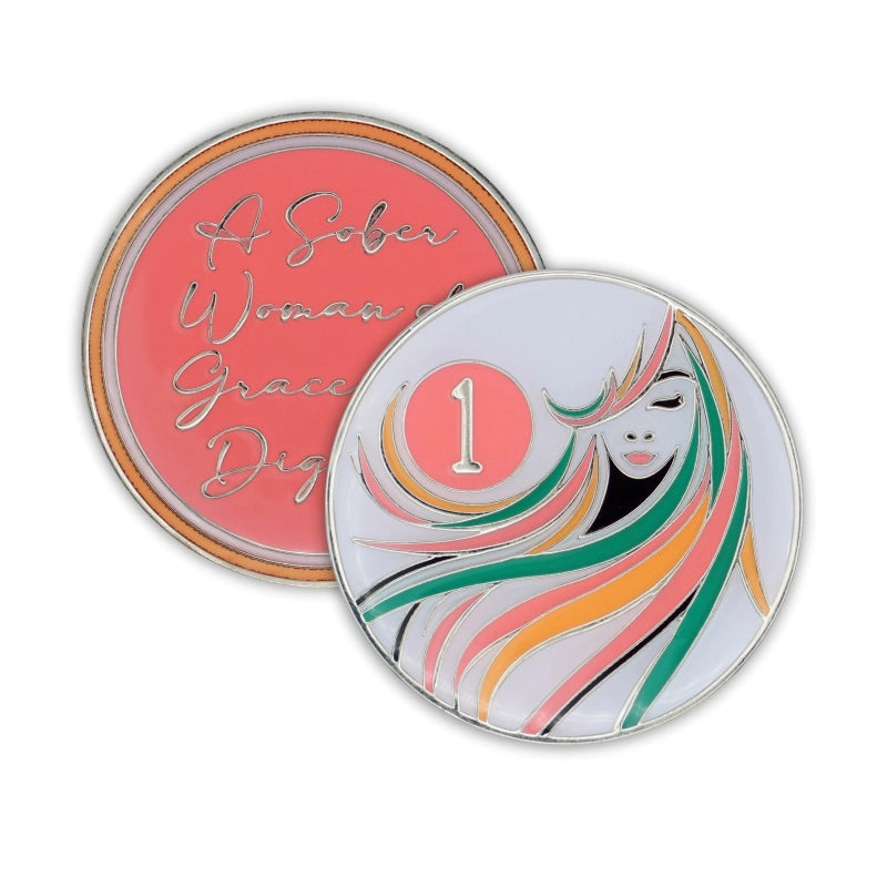 Sober Woman AA Coin | Glow in the Dark - The Token Shop