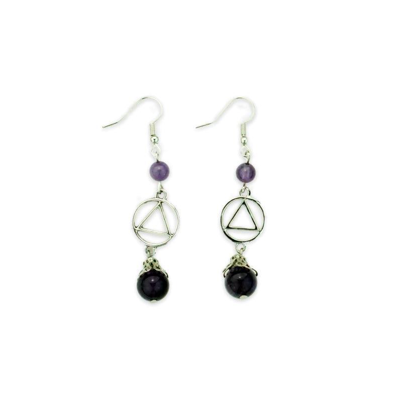 Amethyst Ball with Silver Tone AA Charm - The Token Shop