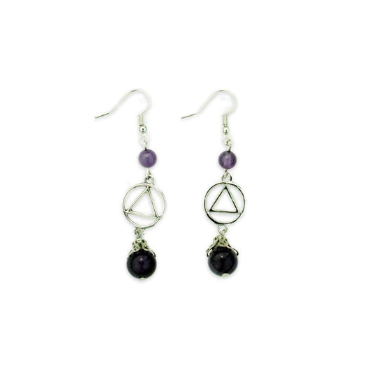 Amethyst Ball with Silver Tone AA Charm - The Token Shop