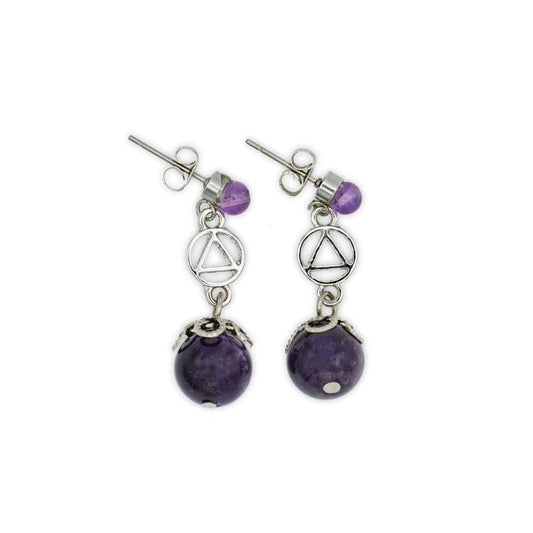 Amethyst Bead & AA Charm AA Earring - The Token Shop