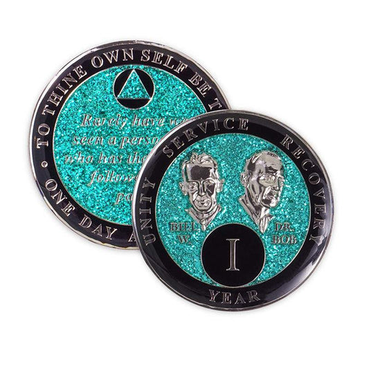 Aqua Glitter Founders Triplate AA Chips - The Token Shop