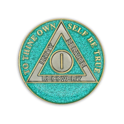 Aqua Glitter Triplate AA Chips - The Token Shop