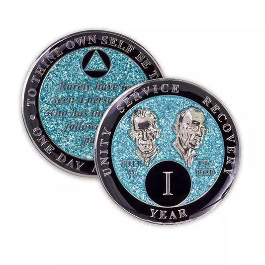 Blue Glitter Founders Triplate AA Chips - The Token Shop