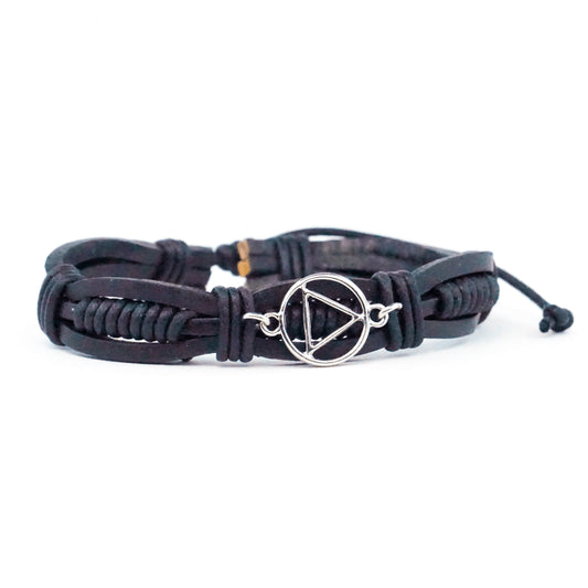 Black Leather Adjustable AA Bracelet - The Token Shop