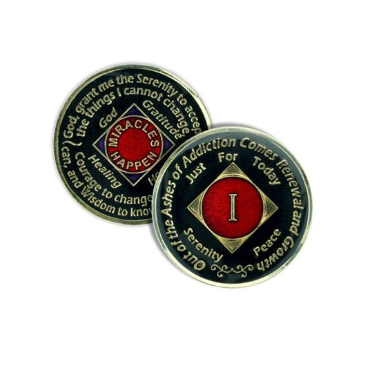 Brilliant Black & Red Triplate NA Medallions - The Token Shop
