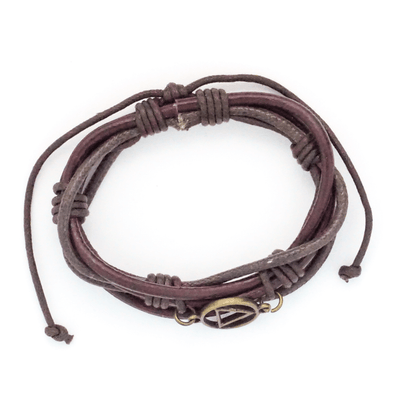 Brown Leather Adjustable AA Bracelet - The Token Shop