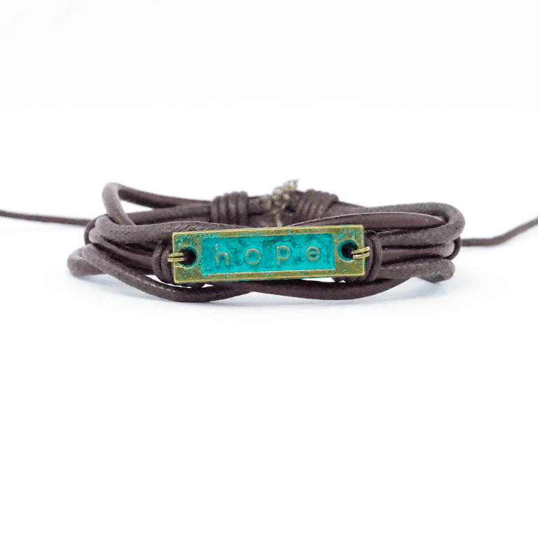 Brown Leather Hope AA Bracelet - The Token Shop