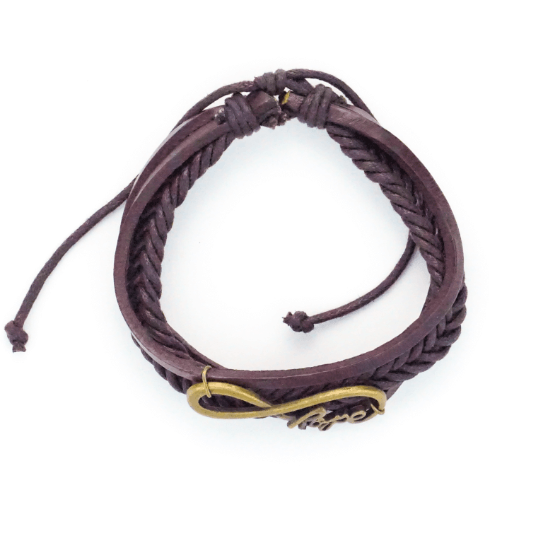 Brown Leather Infinite Hope AA Bracelet - The Token Shop