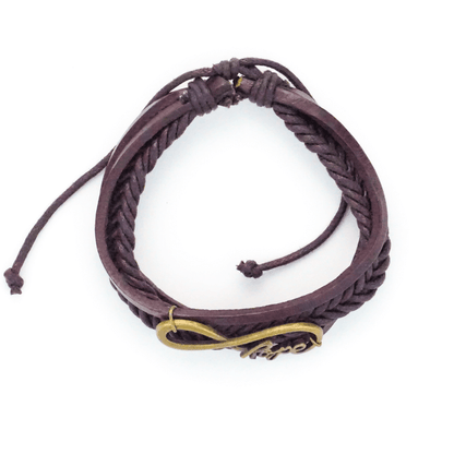 Brown Leather Infinite Hope AA Bracelet - The Token Shop