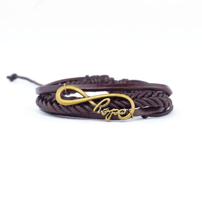 Brown Leather Infinite Hope AA Bracelet - The Token Shop