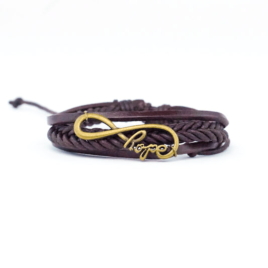Brown Leather Infinite Hope AA Bracelet - The Token Shop