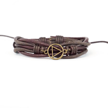 Brown Leather Adjustable AA Bracelet - The Token Shop