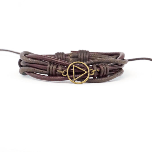 Brown Leather Adjustable AA Bracelet - The Token Shop