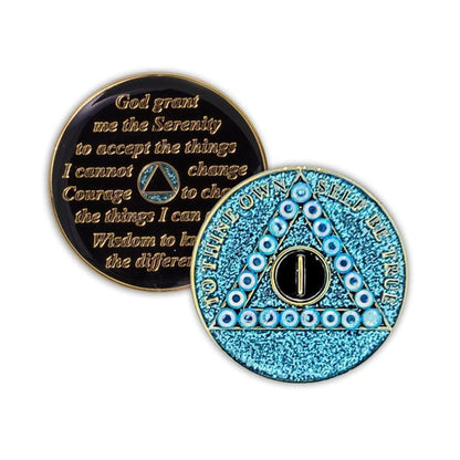 Crystallized Blue Glitter Triplate AA Chips - The Token Shop