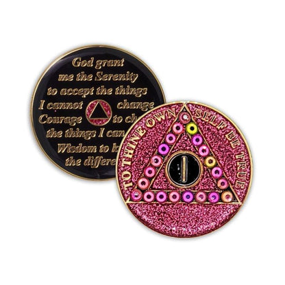 Crystallized Pink Glitter Triplate AA Chips - The Token Shop
