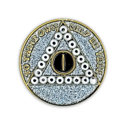 Crystallized Silver Glitter Triplate AA Chips - The Token Shop