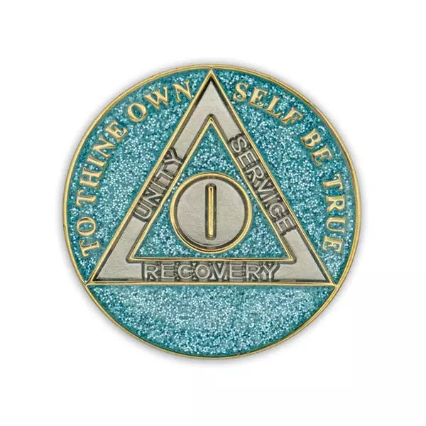 Blue Glitter Triplate AA Chips - The Token Shop