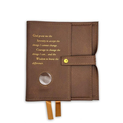 Double Big Book Cover W/Serenity Prayer and Coin Holder - The Token Shop