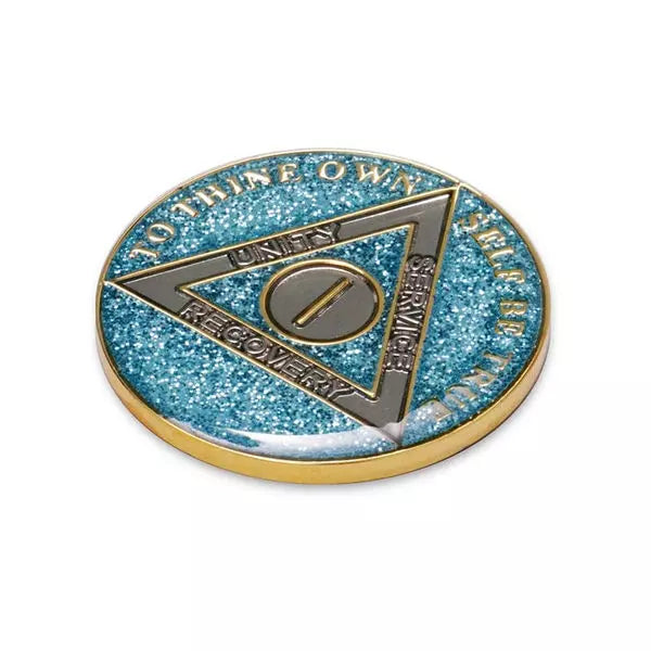 Blue Glitter Triplate AA Chips - The Token Shop