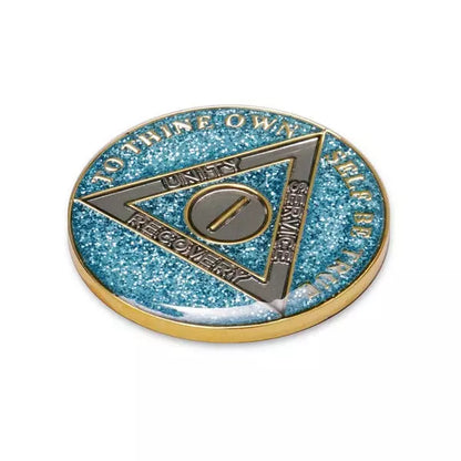 Blue Glitter Triplate AA Chips - The Token Shop