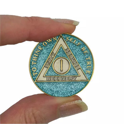 Blue Glitter Triplate AA Chips - The Token Shop