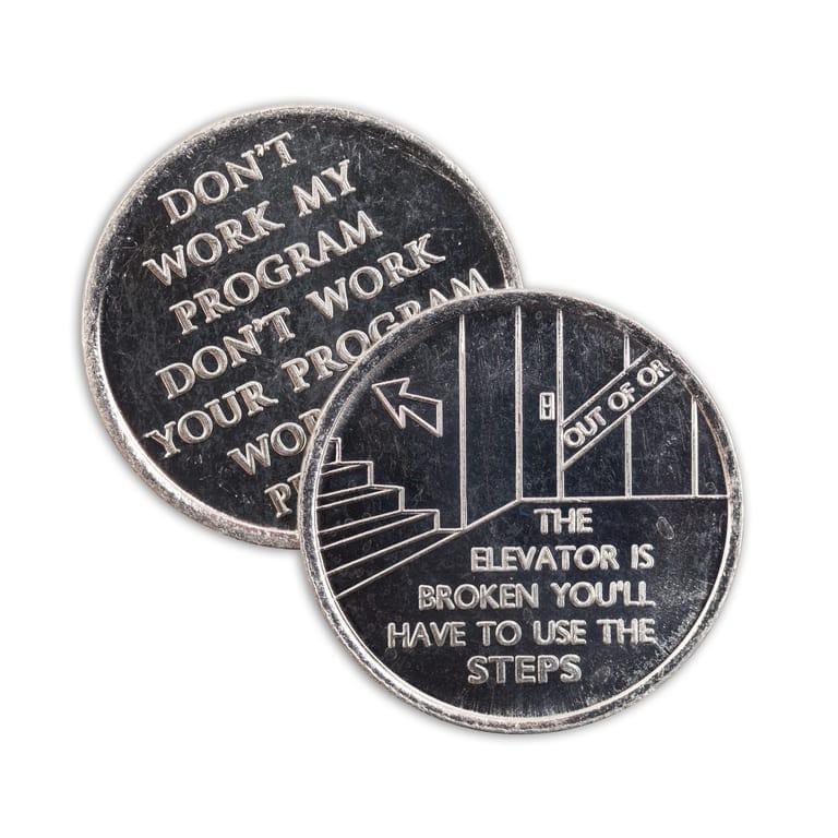 Elevator is Broken Aluminum Affirmation Coin - The Token Shop