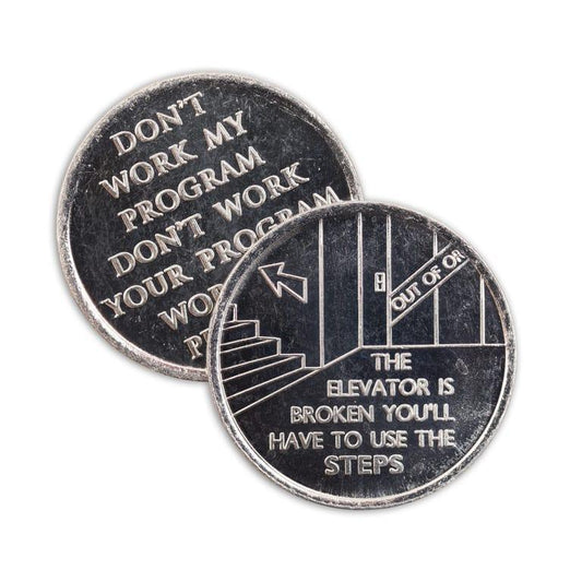 Elevator is Broken Aluminum Affirmation Coin - The Token Shop