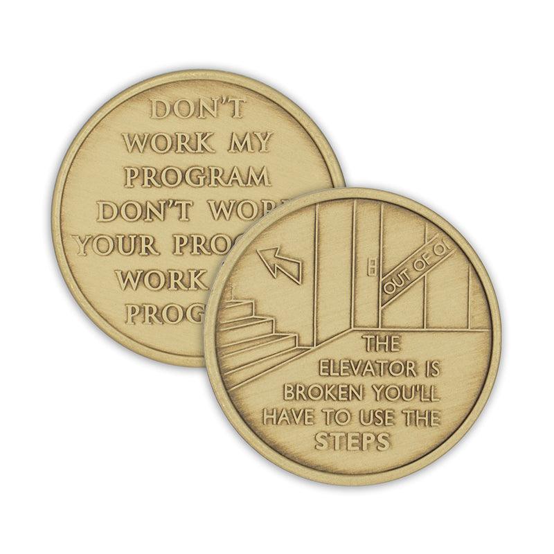 Elevator is Broken Wendells Bronze Affirmation Medallions - The Token Shop