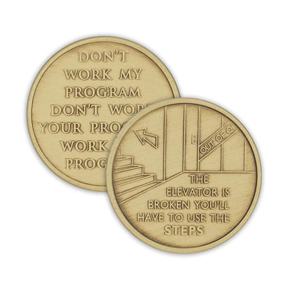Elevator is Broken Wendells Bronze Affirmation Medallions - The Token Shop