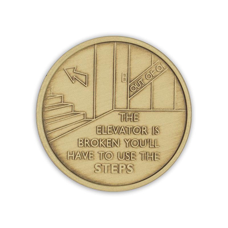 Elevator is Broken Wendells Bronze Affirmation Medallions - The Token Shop