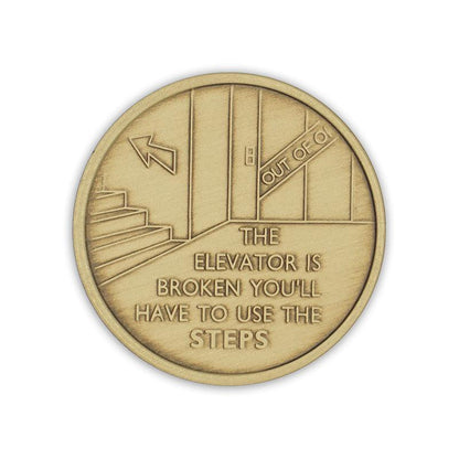 Elevator is Broken Wendells Bronze Affirmation Medallions - The Token Shop