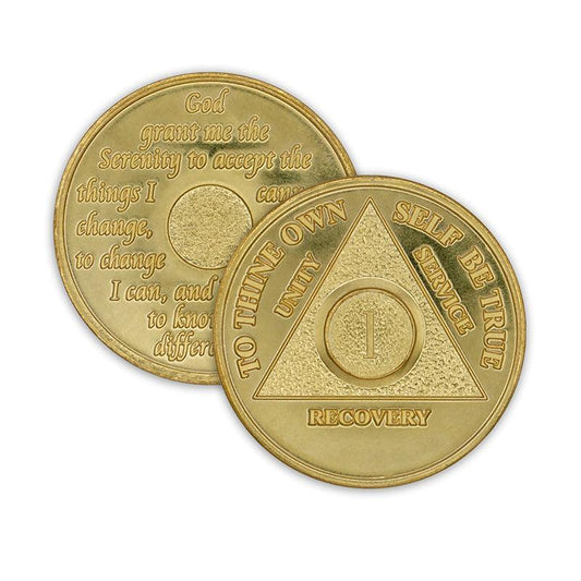 Gold Plated Precious Metal AA Anniversary Medallions - The Token Shop
