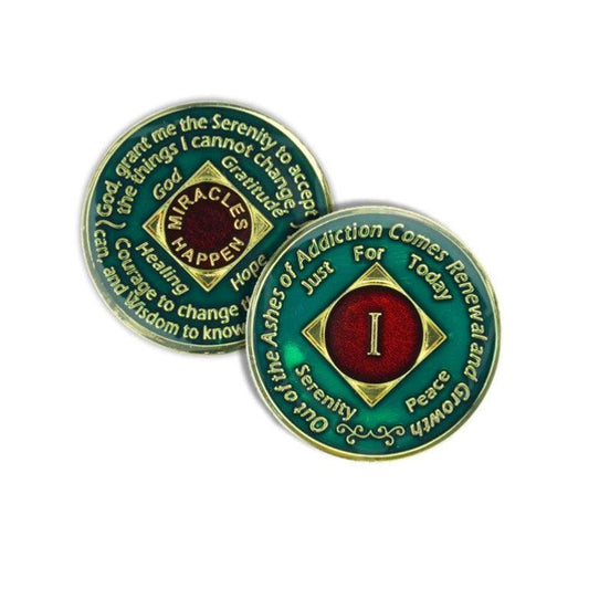 Green & Red Triplate NA Medallions - The Token Shop