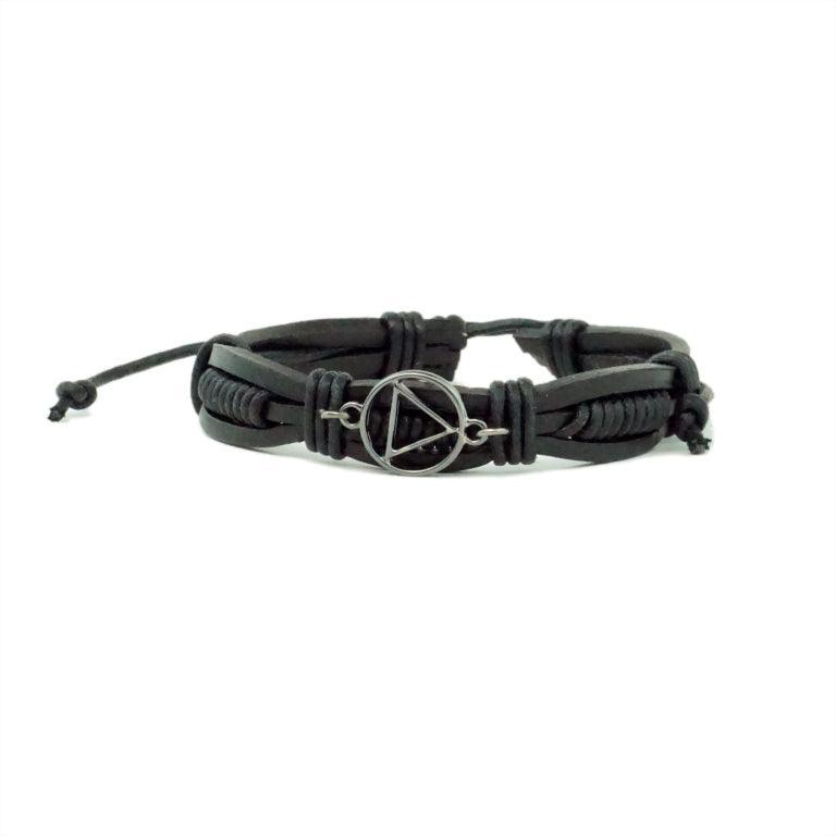 Gun Metal Leather Adjustable AA Bracelet - The Token Shop