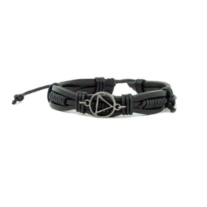 Gun Metal Leather Adjustable AA Bracelet - The Token Shop