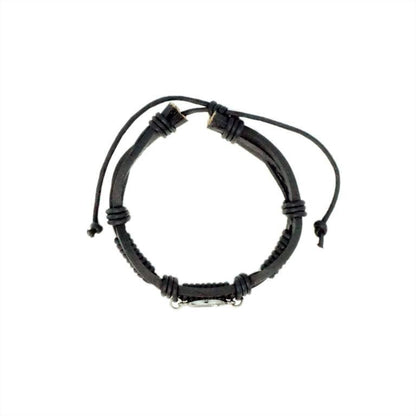 Gun Metal Leather Adjustable AA Bracelet - The Token Shop