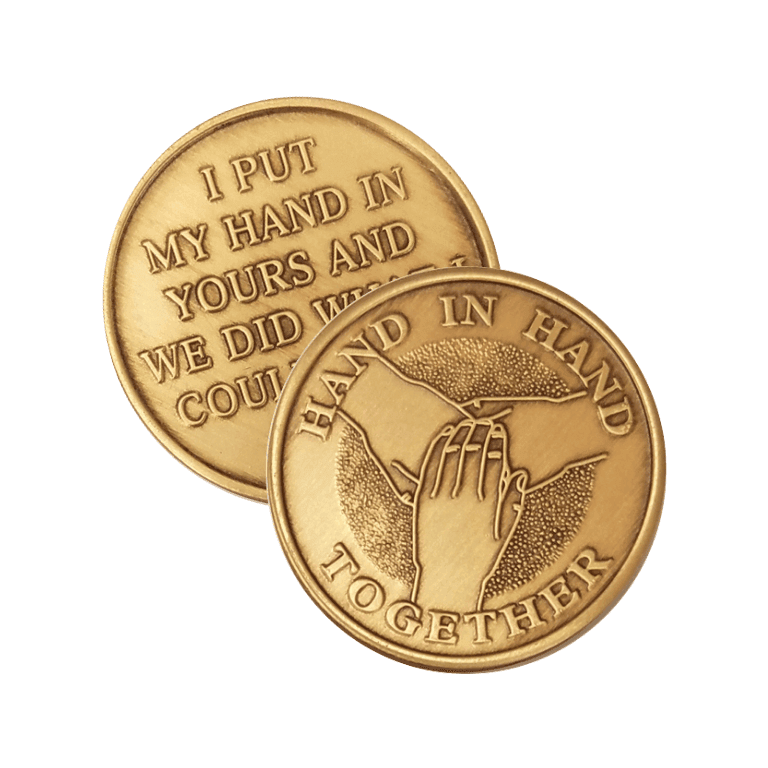 Hand in Hand Together Wendells Bronze Affirmation Medallions - The Token Shop