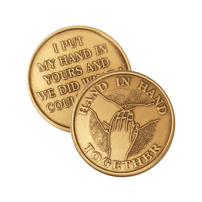 Hand in Hand Together Wendells Bronze Affirmation Medallions - The Token Shop