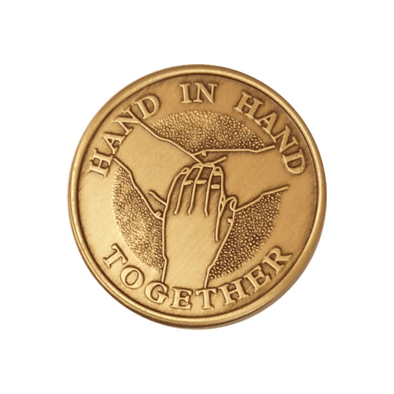 Hand in Hand Together Wendells Bronze Affirmation Medallions - The Token Shop