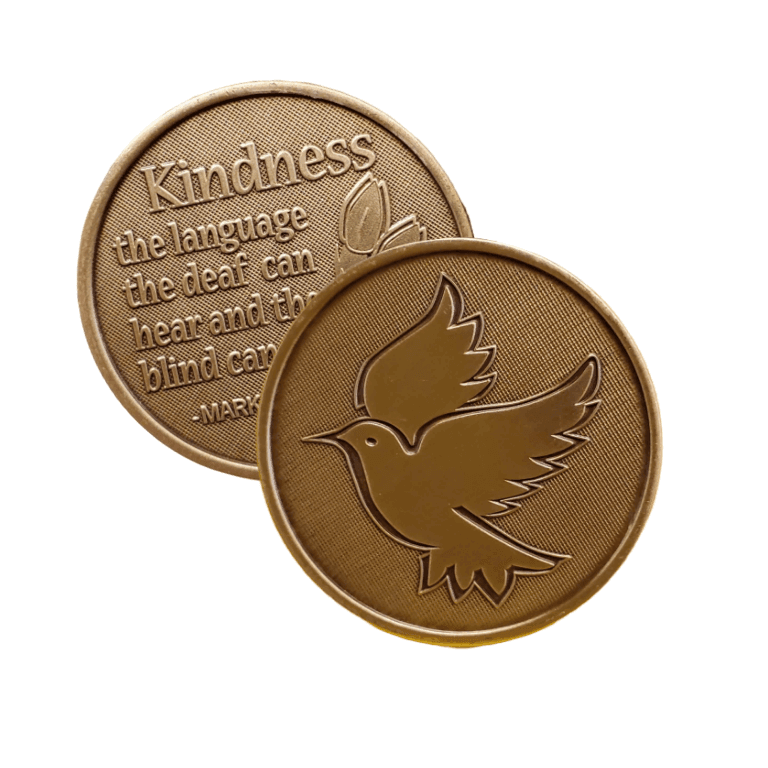 Kindness Language Bronze Affirmation Medallion - The Token Shop