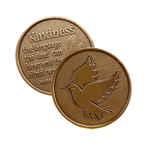 Kindness Language Bronze Affirmation Medallion - The Token Shop