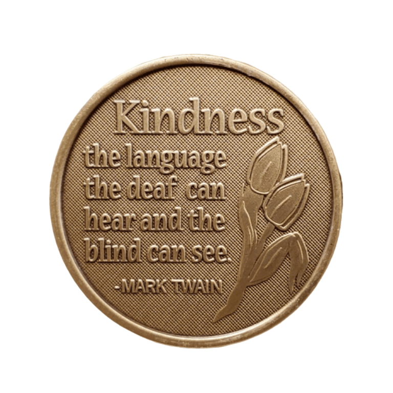 Kindness Language Bronze Affirmation Medallion - The Token Shop
