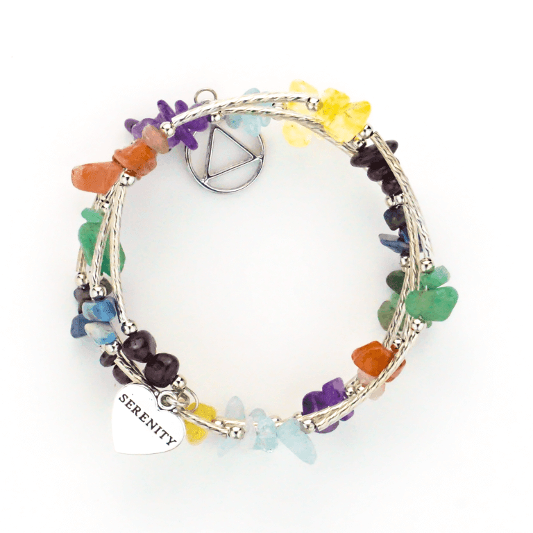 Multicolor Crystal Wire Wrap Bracelet with AA Charm - The Token Shop
