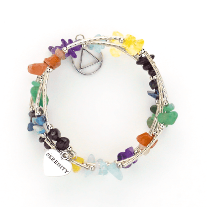 Multicolor Crystal Wire Wrap Bracelet with AA Charm - The Token Shop